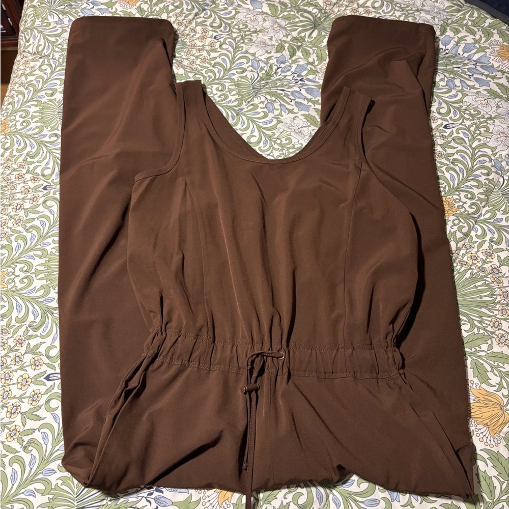 Mondetta Chocolate Brown Sleeveless Jumpsuit with Corded Ankles and Tie Waist XS - Picture 16 of 16